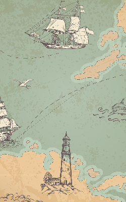 Estor decorativo con diseño de mapa del océano