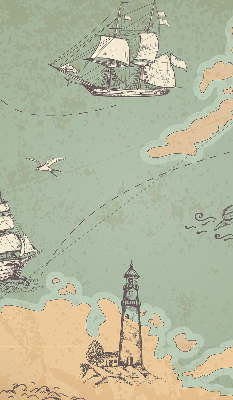 Estor decorativo con diseño de mapa del océano