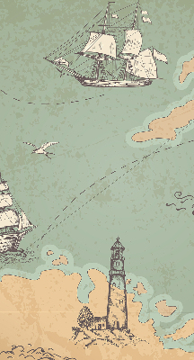 Estor decorativo con diseño de mapa del océano