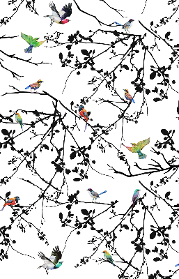 Estor opaco con estampado de pájaros en las ramas
