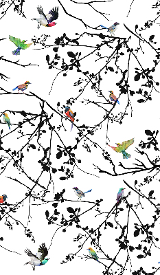 Estor opaco con estampado de pájaros en las ramas