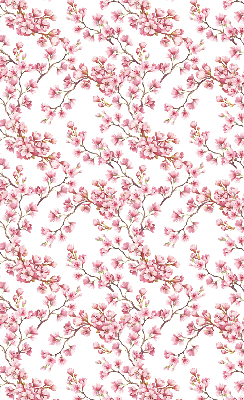 Estor opaco con diseño de pétalos rosados sobre capullos en el árbol