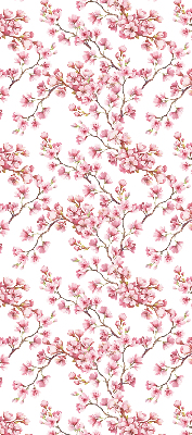 Estor opaco con diseño de pétalos rosados sobre capullos en el árbol
