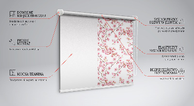 Estor opaco con diseño de pétalos rosados sobre capullos en el árbol