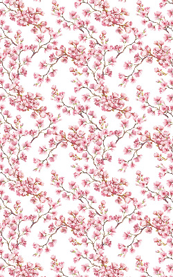 Estor opaco con diseño de pétalos rosados sobre capullos en el árbol