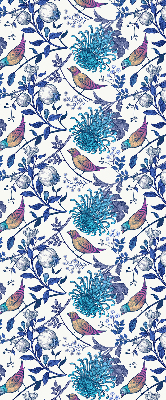 Estor decorativo con flores de árbol azules