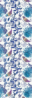 Estor decorativo con flores de árbol azules