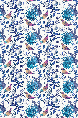 Estor decorativo con flores de árbol azules