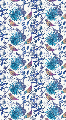 Estor decorativo con flores de árbol azules