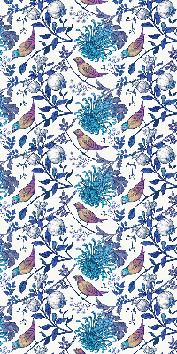 Estor decorativo con flores de árbol azules