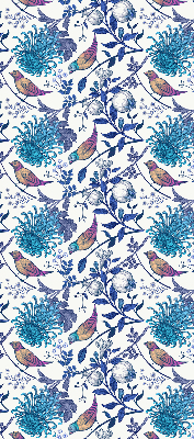 Estor decorativo con flores de árbol azules