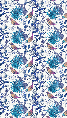 Estor decorativo con flores de árbol azules