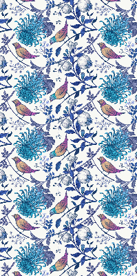 Estor decorativo con flores de árbol azules
