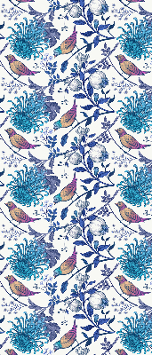 Estor decorativo con flores de árbol azules
