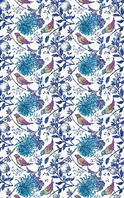 Estor decorativo con flores de árbol azules