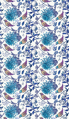 Estor decorativo con flores de árbol azules