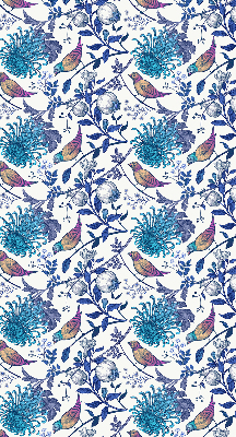 Estor decorativo con flores de árbol azules