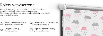 Estor decorativo con diseño de nubes rosas y grises