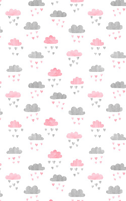 Estor decorativo con diseño de nubes rosas y grises