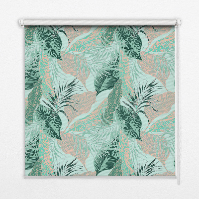 Estor enrollable de tela con hojas tropicales