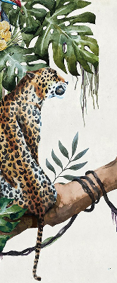 Estor opaco con estampado de guepardos sobre una rama