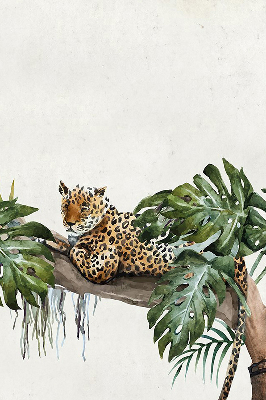 Estor opaco con estampado de guepardos sobre una rama