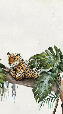 Estor opaco con estampado de guepardos sobre una rama