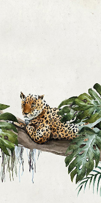 Estor opaco con estampado de guepardos sobre una rama
