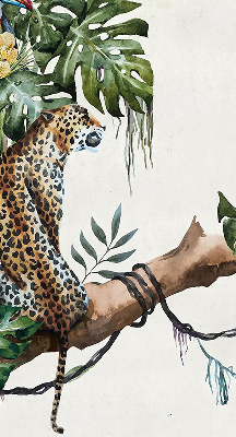 Estor opaco con estampado de guepardos sobre una rama