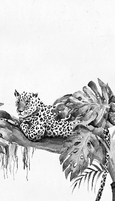 Estor decorativo con guepardos dibujados en una rama