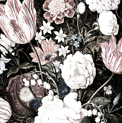 Estor decorativo con motivo de ramo de flores