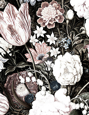 Estor decorativo con motivo de ramo de flores