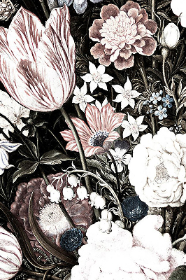 Estor decorativo con motivo de ramo de flores