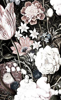 Estor decorativo con motivo de ramo de flores