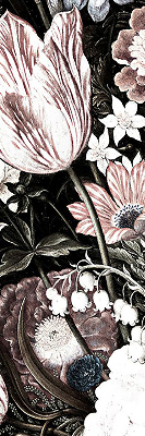 Estor decorativo con motivo de ramo de flores