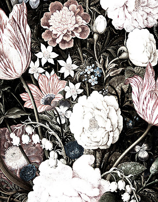 Estor decorativo con motivo de ramo de flores
