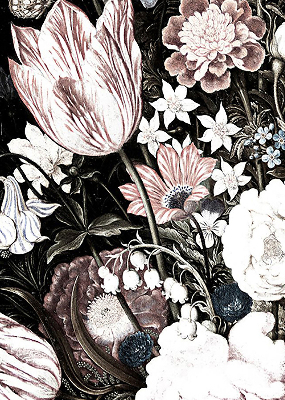 Estor decorativo con motivo de ramo de flores
