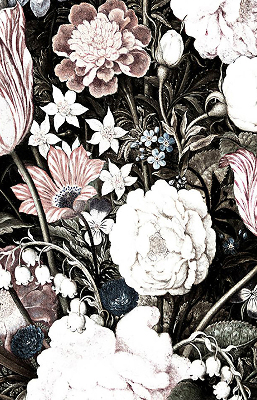 Estor decorativo con motivo de ramo de flores