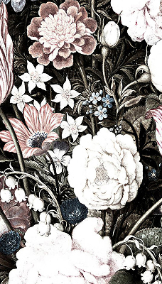Estor decorativo con motivo de ramo de flores