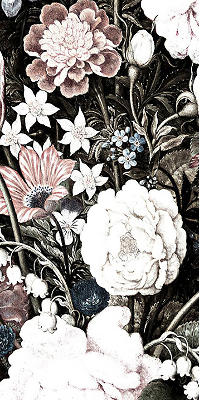 Estor decorativo con motivo de ramo de flores