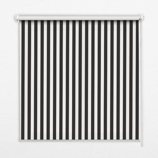 Estor decorativo con rayas blancas y negras