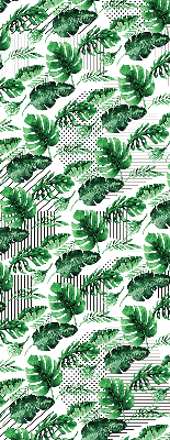 Estor enrollable de tela con hojas tropicales