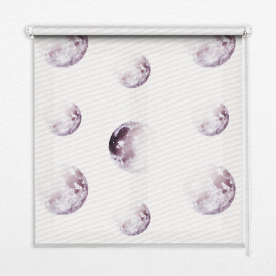 Estor decorativo con diseño de planetas grises