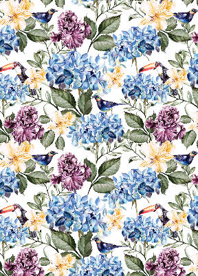 Estor decorativo con diseño de tucanes y flores