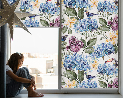 Estor decorativo con diseño de tucanes y flores