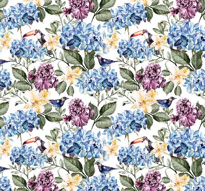 Estor decorativo con diseño de tucanes y flores