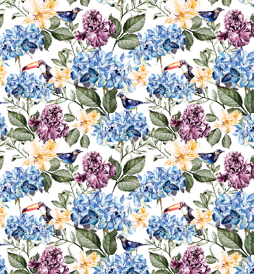 Estor decorativo con diseño de tucanes y flores