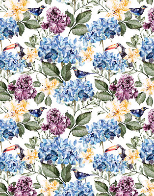 Estor decorativo con diseño de tucanes y flores