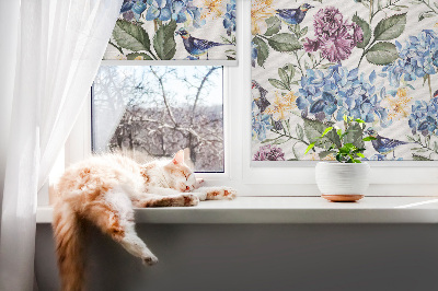Estor decorativo con diseño de tucanes y flores