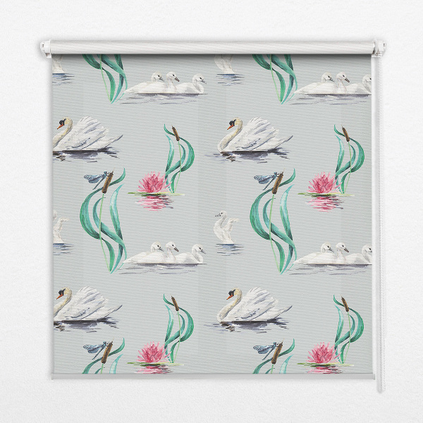 Estor decorativo con diseño de cisnes y patos